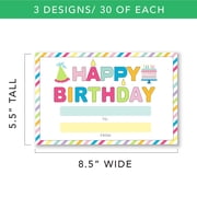 Congrats and Kindness Classroom Awards, Star and Smiley Birthday, 8.5” x 5.5”, 90 Count