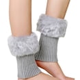 thumbnail image 2 of Femmes Automne et Hiver Chaussettes Courtes en Laine Retournée Chaudes Couvre-Bottes Tricot Laine Protège-Jambes, 2 of 4