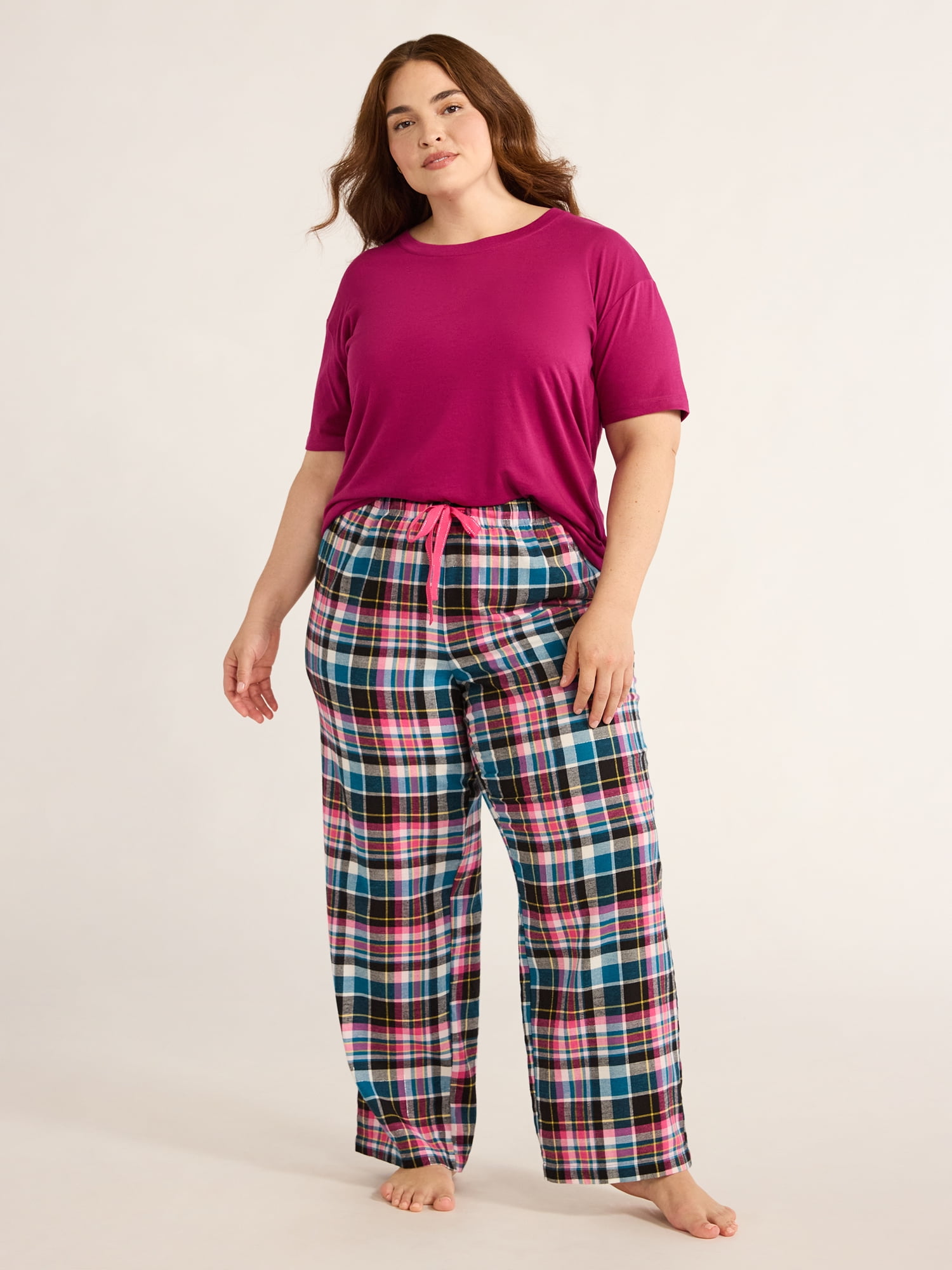 Joyspun Women's Flannel Sleep Pants, 30” Inseam, Sizes XS-3X