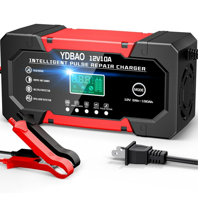 Cargador de batería YDBAO 12V 10A inteligente con pantalla LCD