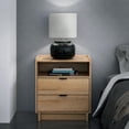 thumbnail image 3 of Prepac Simply Modern Nightstand Bedside Table, Natural Oak Nightstand for Bedroom, End Table with 2 Drawers and Open Shelf 23.75" W x 26.75" H x 16" D, ODNR-1802-1, 3 of 14