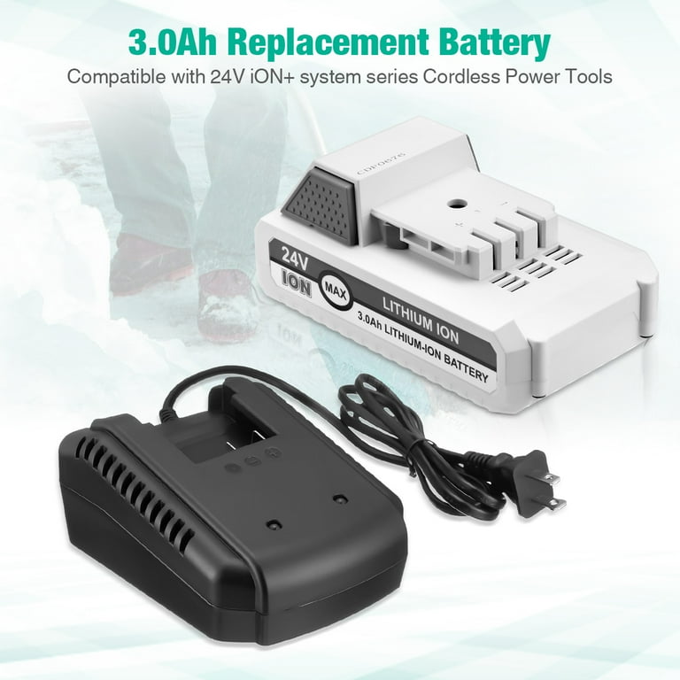 Snow Joe Sun Joe 24V Cordless 3.0Ah Lithium ion Battery and Fast Charger Walmart