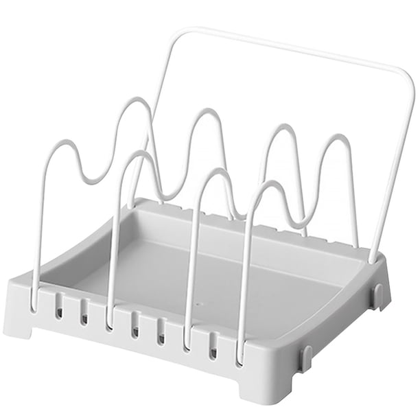 Billuyoard Soporte de ranura en U para encimera de cocina, estante de almacenamiento de revistas con tapa de olla ajustable desmontable con toallero Organizadores de utensilios de cocina gris Billuyoard HA000748-01