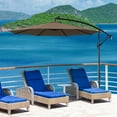 thumbnail image 4 of Gymax 10 FT Offset Patio Umbrella Solar Powered Cantilever Umbrella w/ 112 LED Lights Coffee, 4 of 10