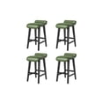 thumbnail image 1 of Bar Stools Set of 2/4, 26" Upholstered Counter Height Bar Stools with Low Back & Footrest – Faux Leather Kitchen Counter Chairs – Black / Brown / Dark Green, 1 of 7