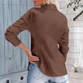 thumbnail image 4 of Shirts for Women Trendy, Yigetop Fall Long Sleeve Shirts for Women Cotton Linen Button Down Blouses Ruched Stand Collar Tops Blusas Elegantes Para Mujer Brown, XS, 4 of 7