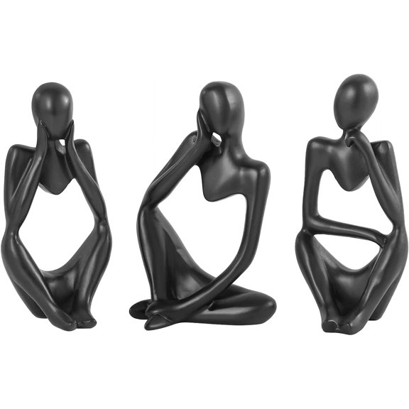 Thinker Statue Gold Decor Abstract Art Sculpture, Golden Resin Collectible Figurines for Home Living Room Office Shelf Decoration,Great Gift Ideas (Black)