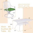 thumbnail image 2 of W WARMHOL 7-Piece Outdoor Patio Dining Set, 60" Rectangular Cast Aluminum Dining Table with Umbrella Hole and 6 Cushioned Swivel Rocker Chairs, Patio Funiture Set for Backyard, Patio, Garden, White, 2 of 7
