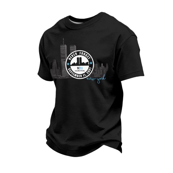 9/11 Shirt for Men Never Forget 911 T Shirt 25th Anniversary USA Shirts American Flag Patriotic Short Sleeve Tops, L
