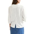 thumbnail image 3 of INSPIRE CHIC Women's Striped 3/4 Sleeves One Button Notched Lapel Casual Blazer M White, 3 of 6