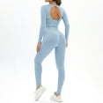 thumbnail image 6 of Scyoekwg Workout Outfits For Women 2 Piece Tight Hip Sports Fitness Yoga Suit Long Sleeve Tops Long Pants Casual Matching Outfits Two Piece Set Fashion Sweatsuit Tracksuit (Sky Blue,M), 6 of 6