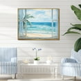 thumbnail image 2 of Designart "Tranquility by the Beach Window Views III" Oversized Coastal Framed Wall Art - Coastal Blue Coastal Windows Hallway Framed Wall Art Decor, 2 of 7