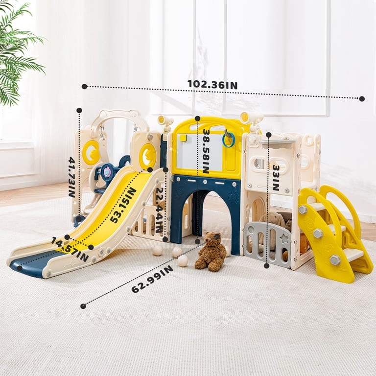 BUYWAY Toddler Swing and Slide, 12 in 1 Kids Slide Playset with  display picture 1