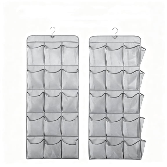 CHICAURA Non-Woven Dual Sided Large Pockets Hanging Shoe Organizer for Closet 2 Pack 51 in Grey