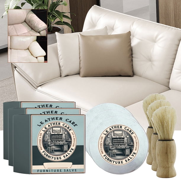 Xihbxyly Ungüento para Muebles de Cuero, Acondicionador Natural con Cera de Abejas y Manteca de Karité, Cuidado Protector Del Cuero, Fácil Aplicación con Brocha, Apto para Muebles, Asientos de Coche