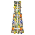 thumbnail image 4 of Robe Imprimé Fruit Rétro Agrumes et Citrons Robe Maxi Sexy Style de Rue Robes Longues Décontractées Design Sans Manches pour Femmes, 4 of 5