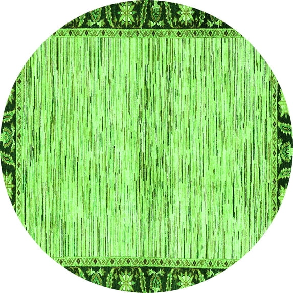 Ahgly Company Indoor Round Abstract Green Modern Area Rugs, 7' Round