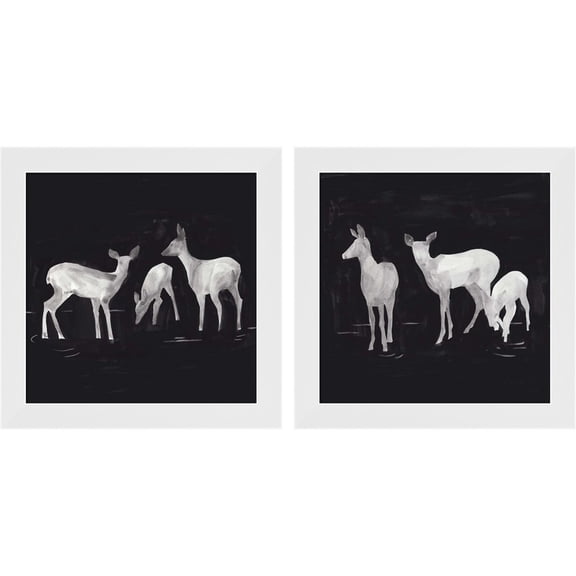 Great Art Now Sophisticated Whitetail by Jacob Green, 2 Piece Framed Art Set Each 14"W x 14"H