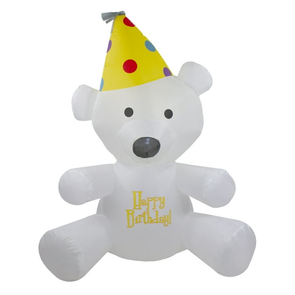 Northlight LED Lighted Inflatable Happy Birthday Bear Outdoor Decoration - 4'
