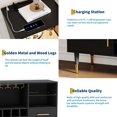 thumbnail image 5 of Bar Cabinet with LED Lights & Charging Station, 47 Inch Kitchen Buffet Sideboard with Storage Drawers, Wine Rack & Doors, Modern Liquor Cabinet for Living Room, Dining Room, Home, 5 of 6
