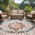 thumbnail image 4 of Boho Round Rugs for Living Room 6ft Vintage Medallion Damask Floral Abstract Middle Ages Non Slip Circle Rug Washable Low-Profile Indoor Carpet for Bedroom, Dining Room, Bathroom, 4 of 9