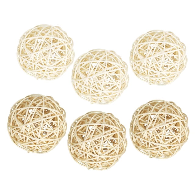 6 bolas de mimbre de ratán de 6 cm, material para manualidades infantiles, accesorios educativos, naturales, para bodas. blanco natural mezclado