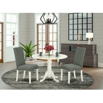 East West Furniture Dining Room Set Linen White, DLDR3-LWH-07