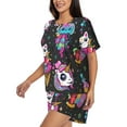 thumbnail image 2 of Kdxio Rainbow Unicorn Print Pajamas Sets for Women Short-Sleeved Pjs with Lounge Shorts Two Piece Sleepwear S-4XL, 2 of 8