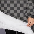 thumbnail image 3 of Oversized Wearable Blanket Hoodie,Gray and Black Checkerboard Pattern Sherpa Blanket Hoodie with Super Pockets,Super Warm Fuzzy Pullover for Women & Men, 3 of 6
