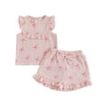 thumbnail image 4 of YunPes Girls Suits Baby Girls Bow Suits Children's Clothing Baby Girls Sweet Bow Pattern Short Sleeved Shorts Children's Clothing, 4 of 9