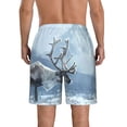 thumbnail image 3 of KLL Winter Reindeer In Snowy Mountains Men's Casual Summer Beach Shorts Hawaiian Shorts with Pockets-Medium, 3 of 5