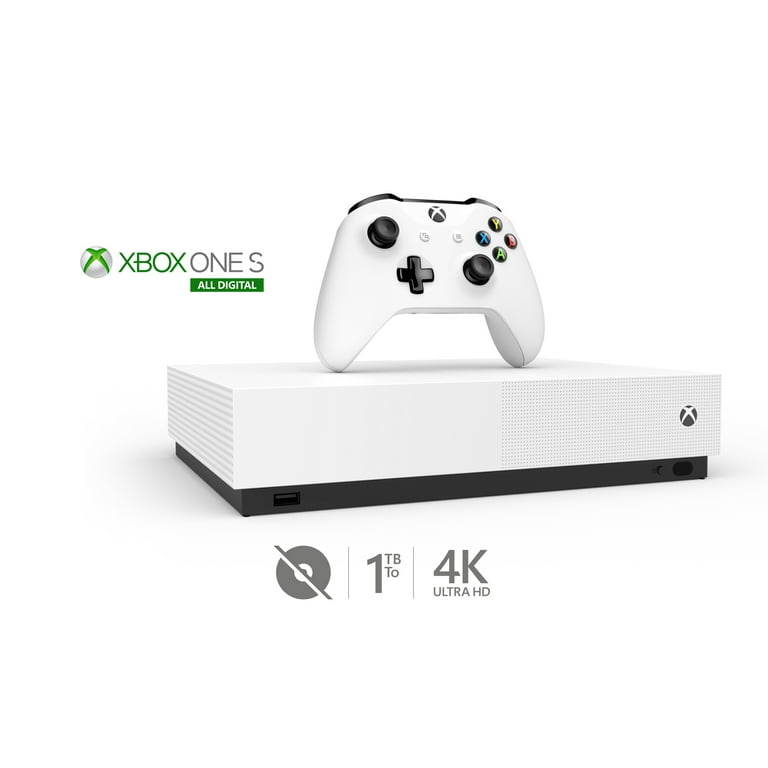 Restored Microsoft Xbox One S 1TB All-Digital Edition Console with Xbox One  Wireless Controller - Disc-free Console - White (Refurbished)