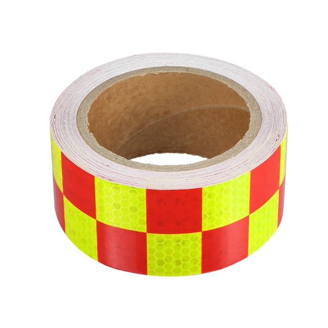 Cinta de Advertencia Reflectante para Automóvil Amarillo Fluorescente y a Cuadros de 5cmx10m