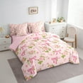 thumbnail image 3 of Manfei Dreamy Pink Bowknot Twin Bedding Sets 7-Piece, Vintage Rustic Rose Flower Bedding Comforter Set, Teens Kids Child Reversible Sheet Sets, Breathable Home Decor, 3 of 7