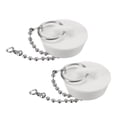 thumbnail image 1 of 2 Pcs Tapones para Bañera, Tapones de Caucho para Bañera con Cadena de 1-1/4" y 15" con cuentas, Blanco, 1 of 6