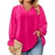 thumbnail image 1 of Blusa Eytino para mujer, talla grande, cuello en V, manga larga fruncida, 1 of 6