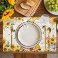 thumbnail image 4 of Sunflower Gnomes Placemats Set of 4, Yellow Sunflower Vintage Leaves Bee Placemats for Dining Table, Place Mats for Kitchen Tabletop, Waterproof Wipeable Dining Table Mats Set, 4 of 9