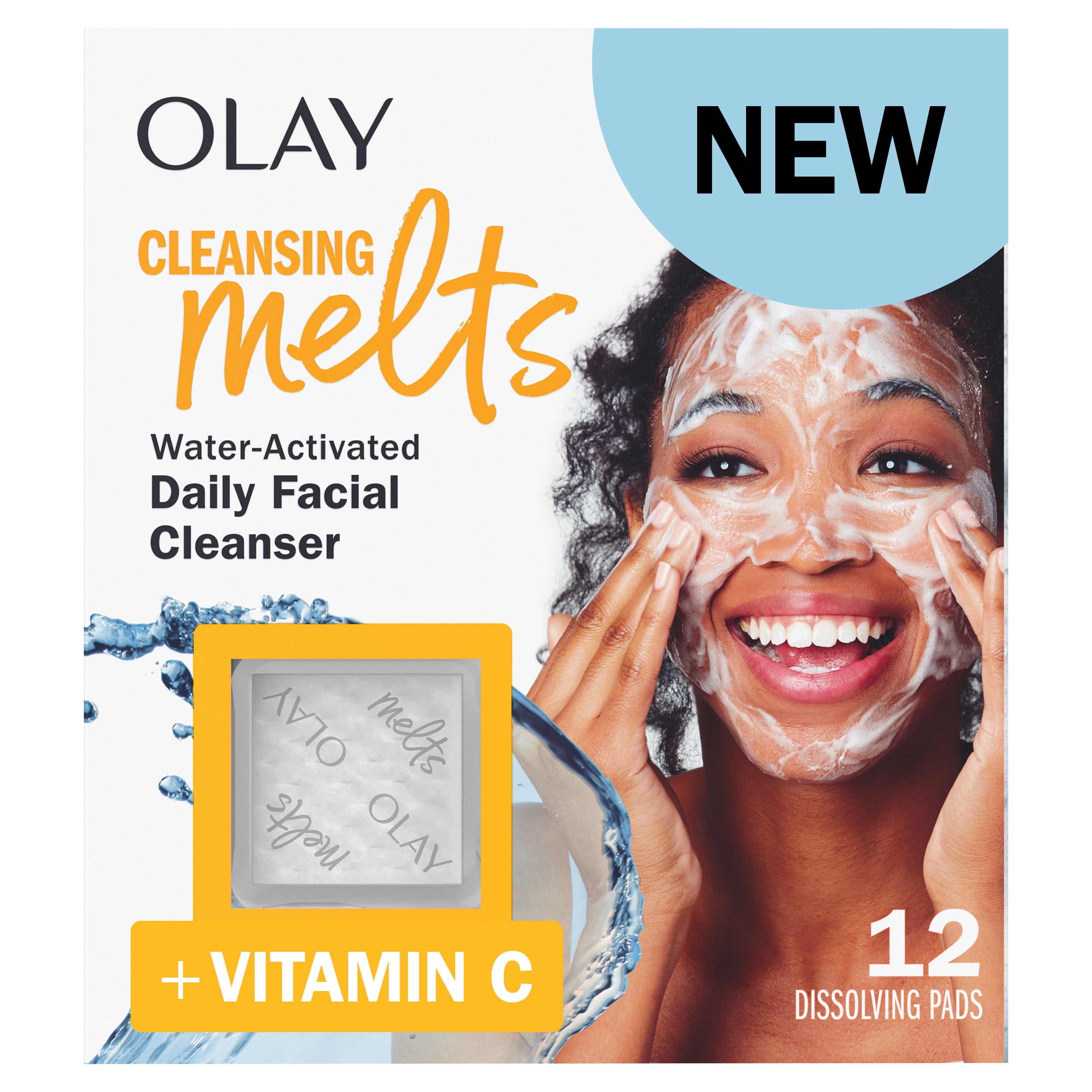 (2 pack) Olay Cleansing Melts + Vitamin C Face Wash, 12 count, Water-Activated Face Wash Cleans, Tones, and Refreshes Skin