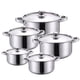 thumbnail image 1 of 5 ollas de acero inoxidable con tapa y asas para uso doméstico, cocina de inducción, para hervir, cocinar , sopa y caldo., 1 of 8