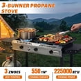 thumbnail image 2 of Ktaxon 3 Burner Propane Stove Gas Cooker with Auto Ignition,Side Shelf,225,000 BTU for Outdoor Cooking, 2 of 9