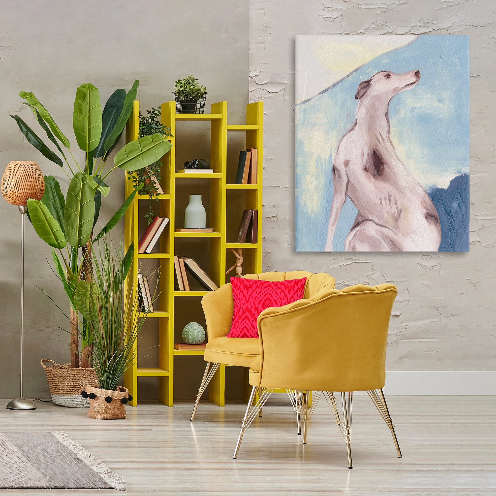 Stupell Industries Greyhound Abstract Painting Animals & Insects Painting Gallery Wrapped Canvas Art Print Wall Art, 36 x 48