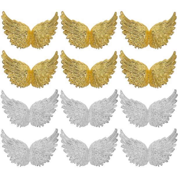 EeaseMX 24 mini adornos de alas de ángel para decoración de tartas, accesorios para manualidades