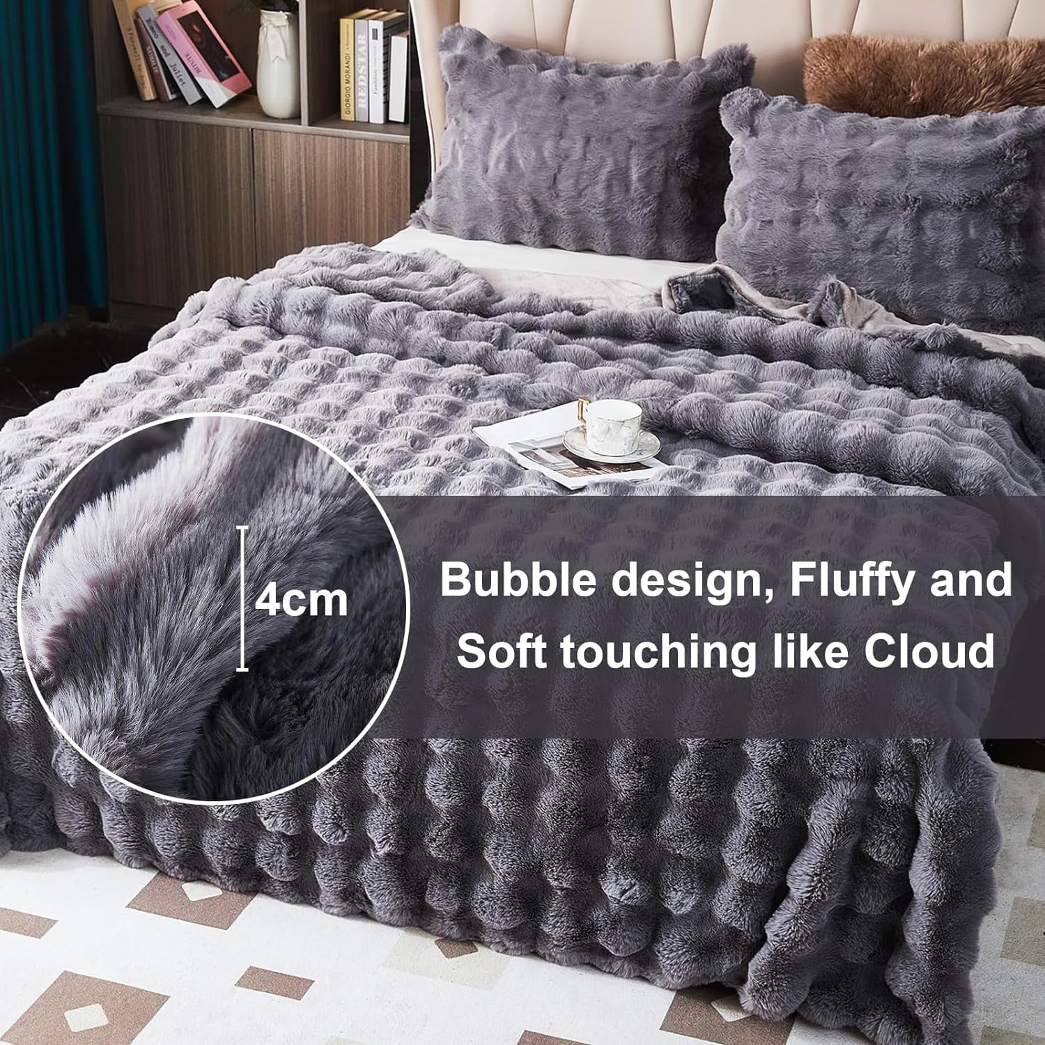 CJC Soft Warm Rabbit Plush Fleece Blankets Thick 1000 GSM Throws for Sofa  Large Fluffy Versatile Blanket Bed Throw for Bedroom, Couch, Travel, Kids