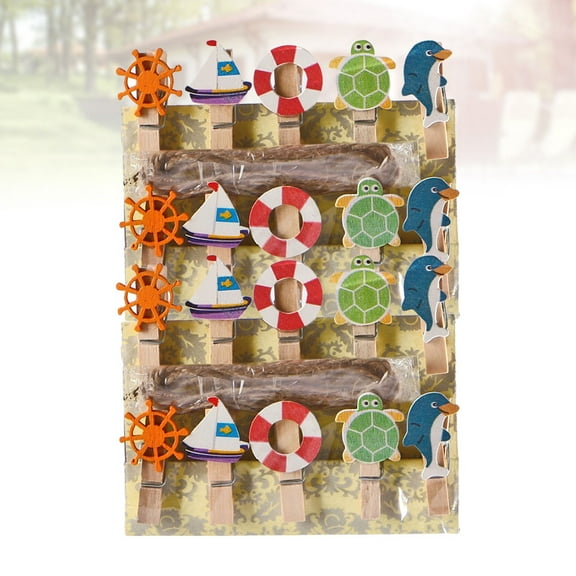 HIAKDOFT 50Pcs Holiday Items Mini Wood Clips for Craft Projects and present Cards Nautical Style