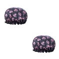 thumbnail image 2 of Minnieouse Gorro de dormir para mujer, gorros para el pelo de ducha de doble altura, a prueba de aceite, multicolor, cubierta para la cabeza de niña, Negro 2piezas Minnieouse CBP389669, 2 of 5