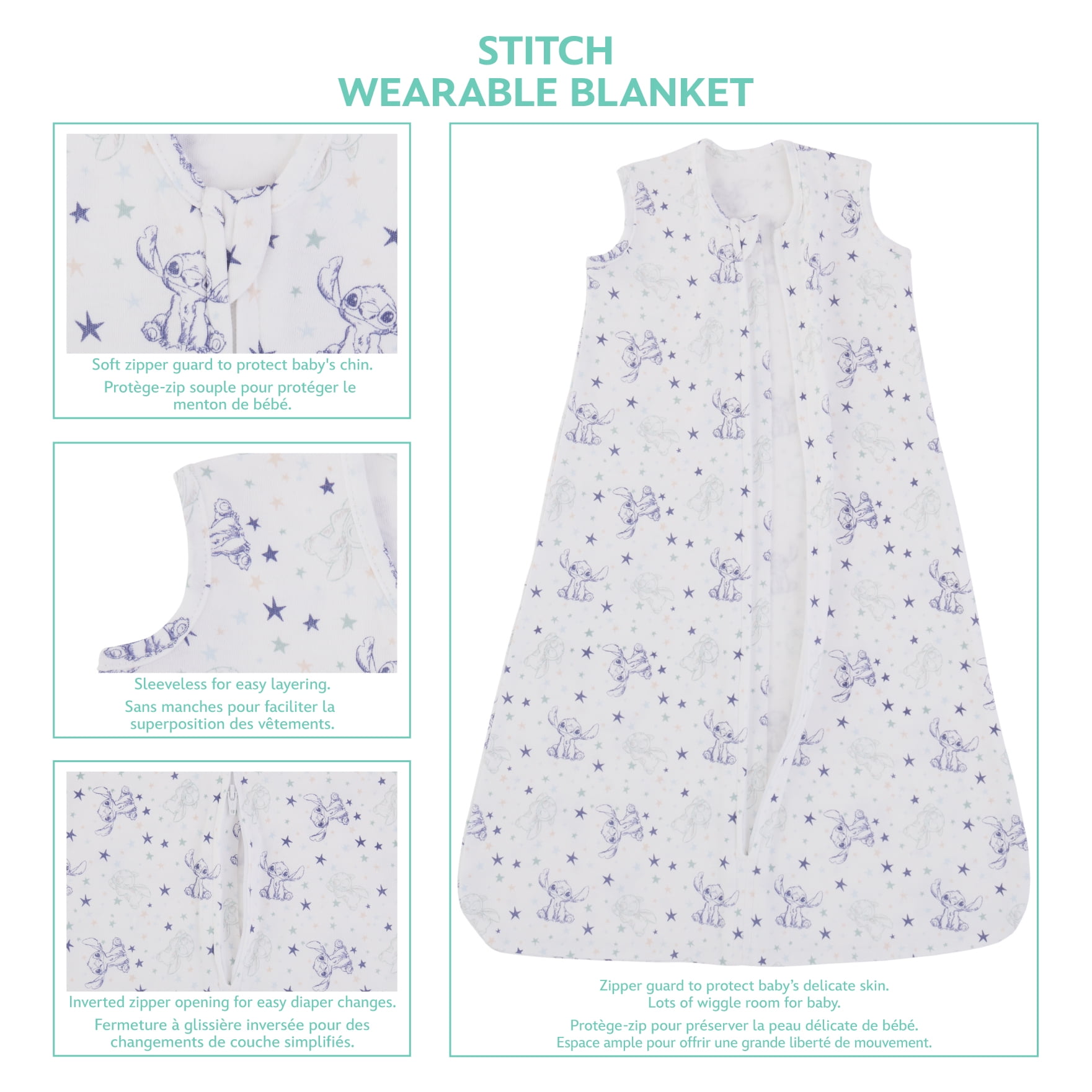 Stitch Wearable Baby Blanket, Infant Boy, Blue