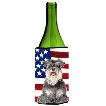 

USA American Flag with Schnauzer Wine bottle sleeve Hugger