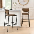 thumbnail image 2 of Pu Faux Leather Bar Stools Set of 2, Pub Barstools with Back and Footrest,Modern Armless Bar Height Stool Chairs, 2 of 9