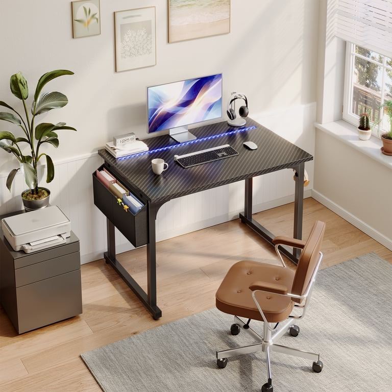 Romorgniz 32" Computer Desk with LED Lights, Black photo 4