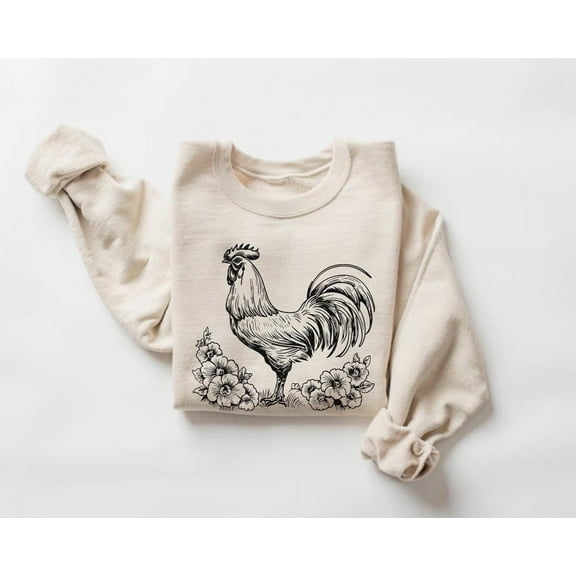 Chicken Sweatshirt, Rooster Sweater, Wildflowers and Chicken Pullover, Country Western Apparel532 Tshirt All Size S-5XL